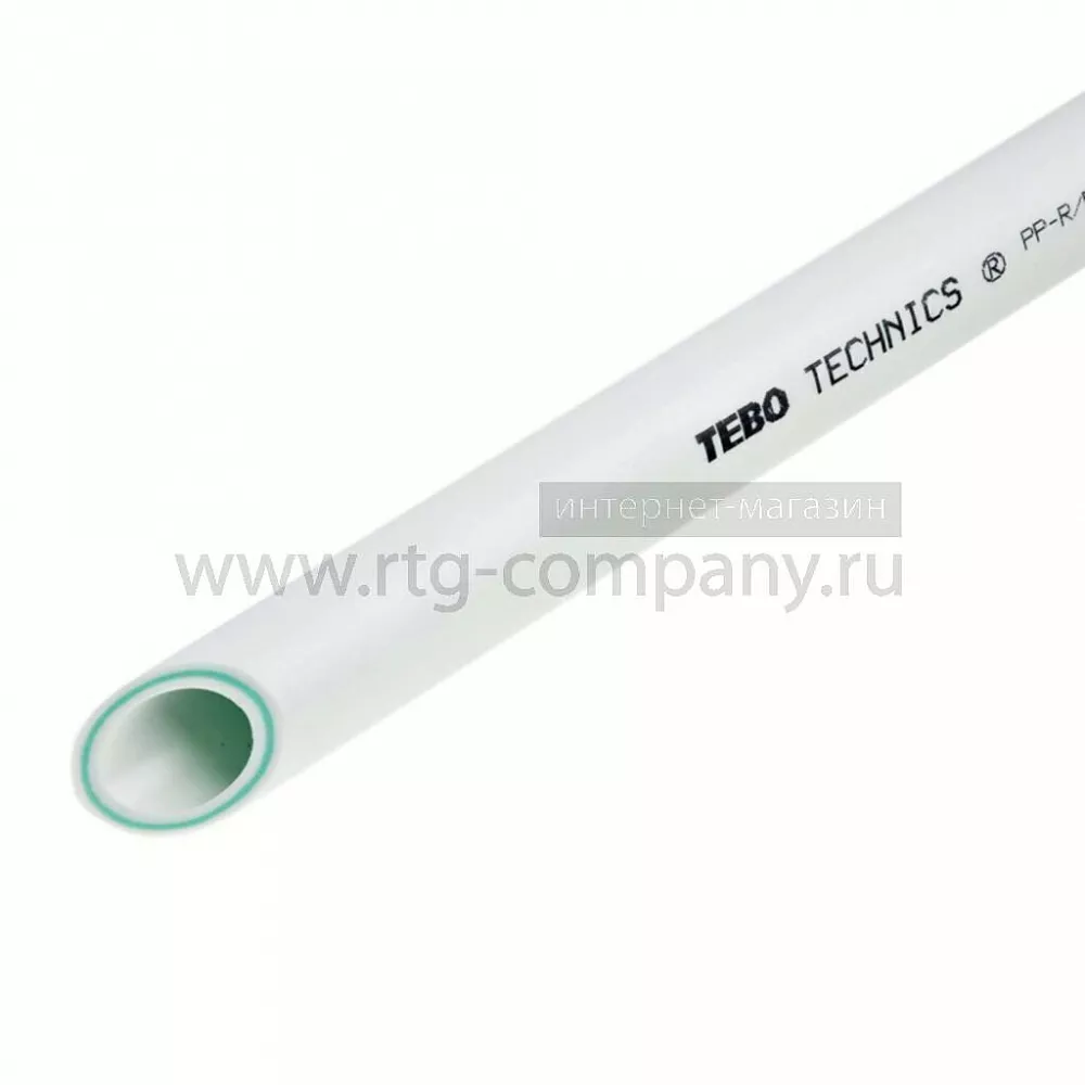 Труба полипропиленовая PPRC PN 25 / 90 *15,0 TEBO армированная стекловолокном, белая (уп.8 п/м)
